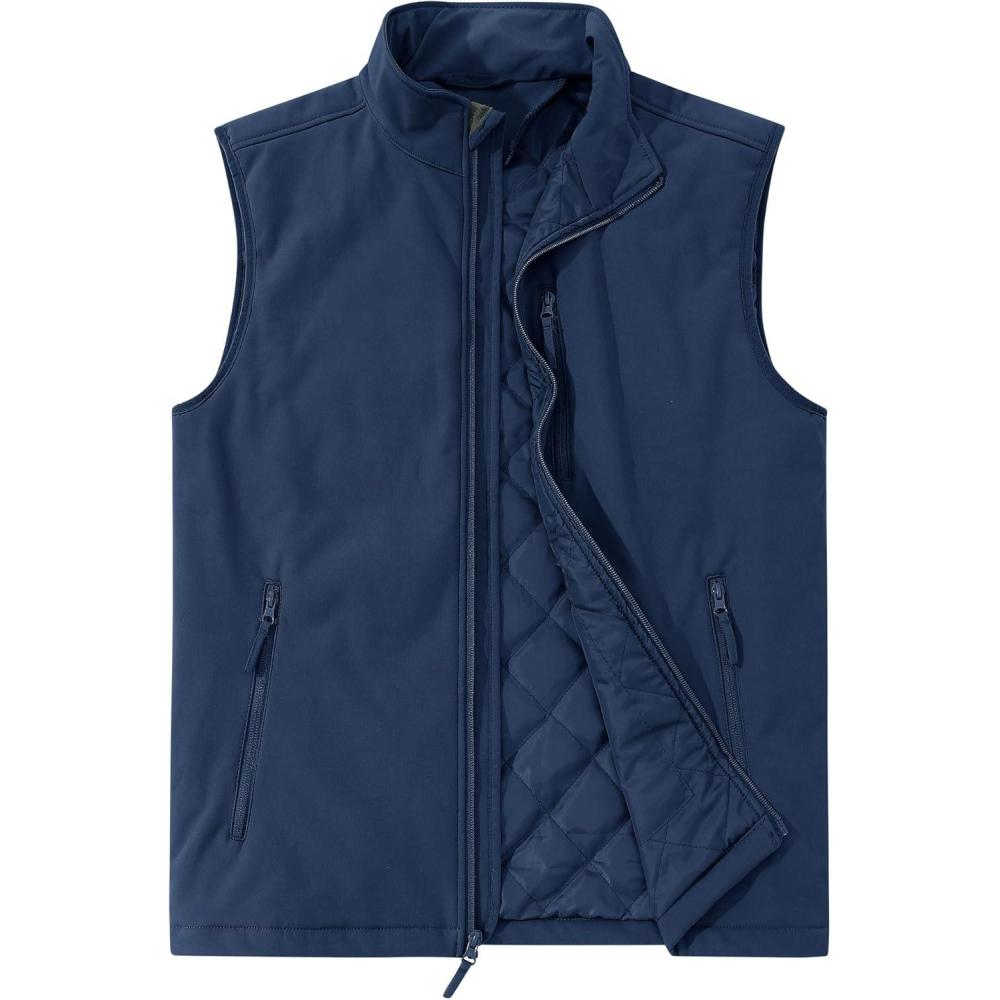 imageOutdoor Ventures Mens Casual Outerwear Vest Lightweight Winter Zip Up Sleeveless Jacket for Hiking Travel Golf RunningDark Blue