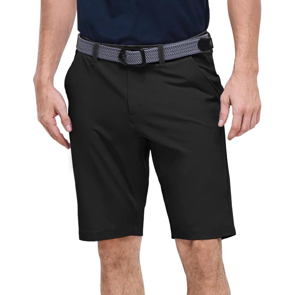 imageOutdoor Ventures Mens Golf Shorts 11 Inseam ClassicFit Flat Front Stretch Casual Shorts with Pockets Summer Hiking TravelBlack