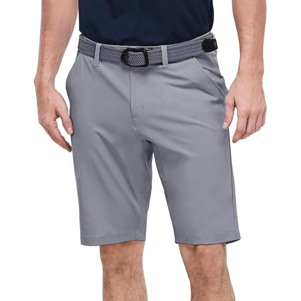 imageOutdoor Ventures Mens Golf Shorts 11 Inseam ClassicFit Flat Front Stretch Casual Shorts with Pockets Summer Hiking TravelIce Grey