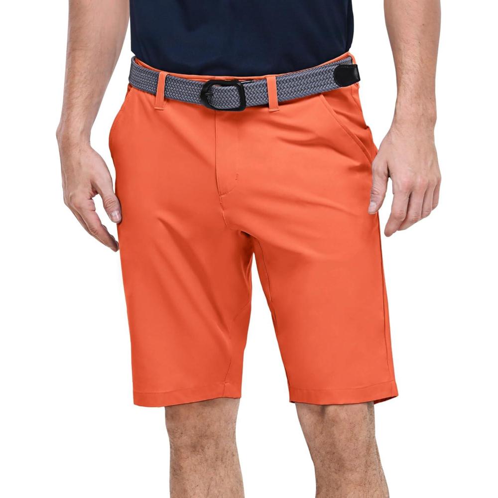 imageOutdoor Ventures Mens Golf Shorts 11 Inseam ClassicFit Flat Front Stretch Casual Shorts with Pockets Summer Hiking TravelOrange Red