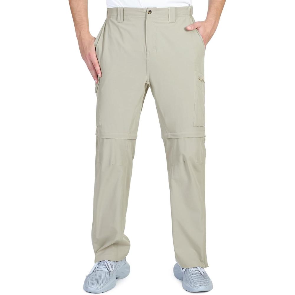 imageOutdoor Ventures Mens Hiking Pants Lightweight Quick Dry Convertible Pants Stretch ZipOff Cargo Pants for Travel FishingBeige