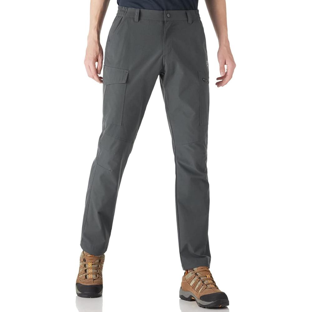 imageOutdoor Ventures Mens Hiking Pants Lightweight Water Resistant Cargo Work Pants Ripstop Outdoor Pants for Tactical TravelGrey Thin