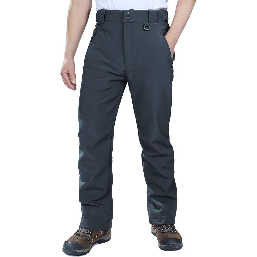 imageOutdoor Ventures Mens Lite Waterproof Windproof Fleece Lined Warm Hiking Ski Snow Pants ExpandableWaistDim Grey High Waist