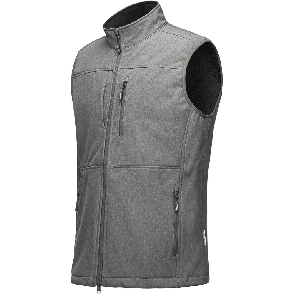 imageOutdoor Ventures Mens Running Vest Outerwear Lightweight Windproof FleeceLined Softshell Sleeveless Jacket for GolfDark Alloy7 Pockets