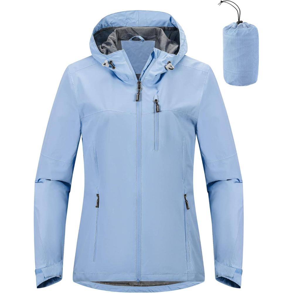 imageOutdoor Ventures Packable Rain Jacket Women Lightweight Waterproof Raincoat with Hood Cycling Bike JacketFlog Blue