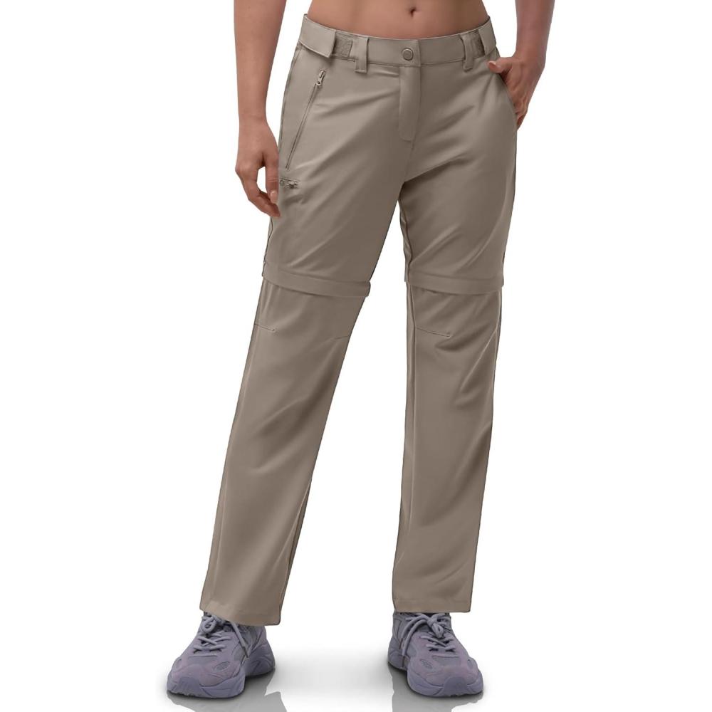 imageOutdoor Ventures Womens Convertible Pants Quick Dry Hiking ZipOff Pants Stretch Lightweight Cargo PantsFossil