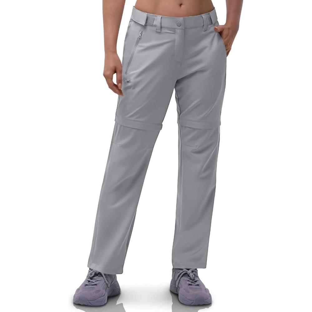 imageOutdoor Ventures Womens Convertible Pants Quick Dry Hiking ZipOff Pants Stretch Lightweight Cargo PantsMid Grey