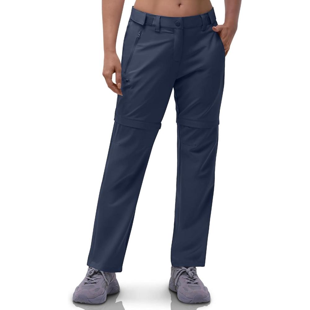 imageOutdoor Ventures Womens Convertible Pants Quick Dry Hiking ZipOff Pants Stretch Lightweight Cargo PantsNavy