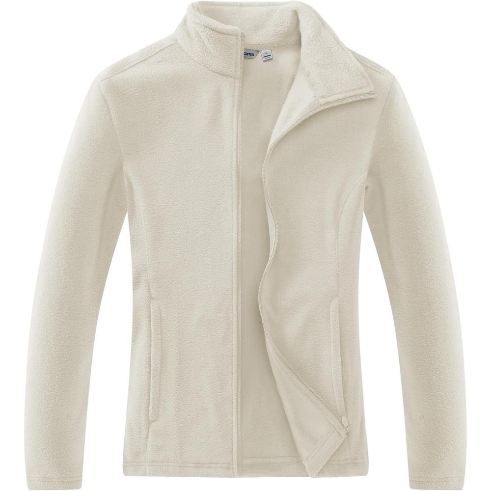 imageOutdoor Ventures Womens Lightweight Warm Zip Up LongSleeve Soft Polar Fleece Jacket for Fall WinterMoonlight