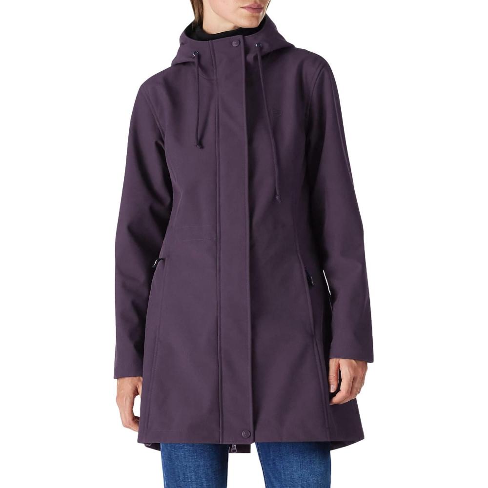 imageOutdoor Ventures Womens Lightweight Waterproof Fleece Lined Hooded Softshell Rain Jacket Warm Windbreaker Long CoatPurple