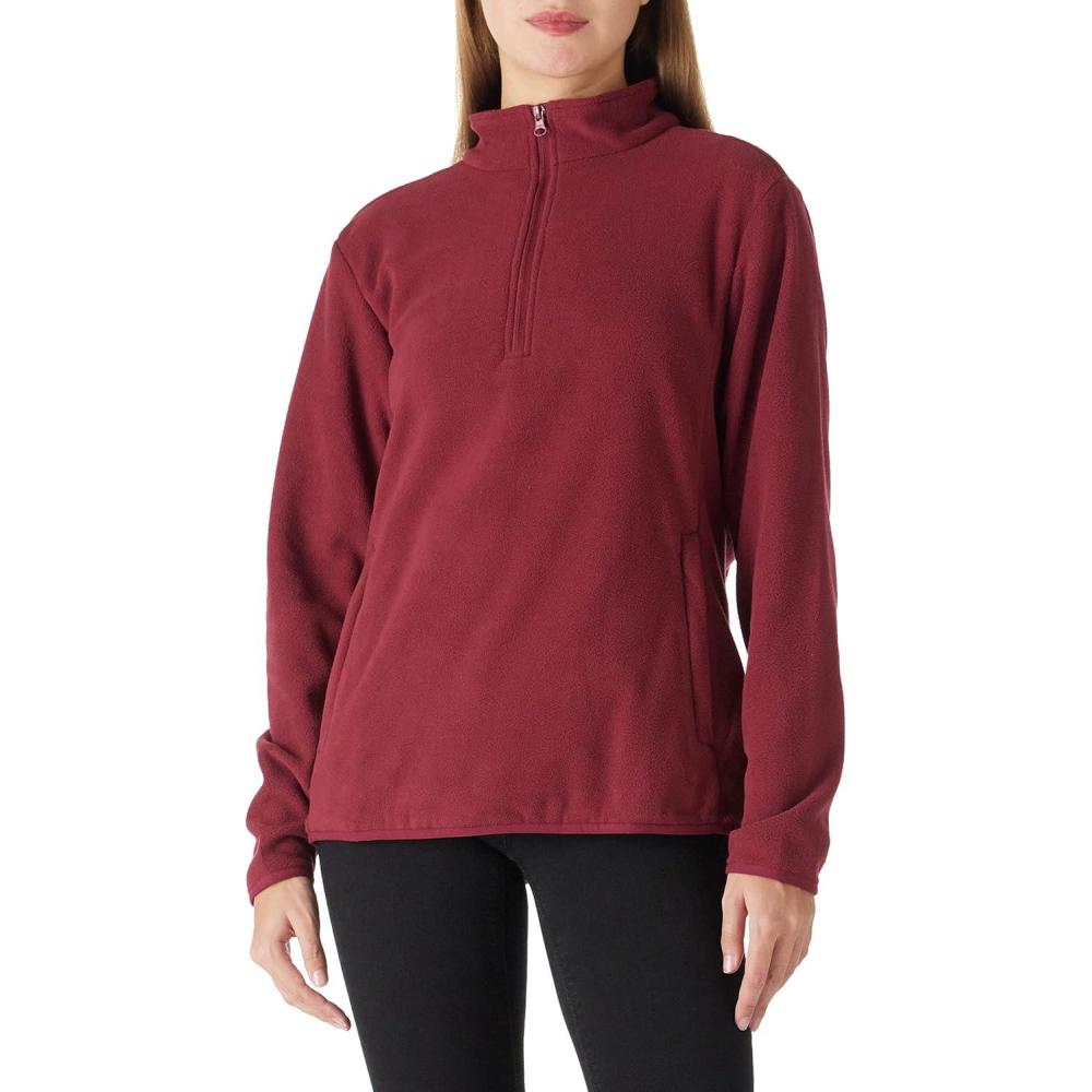 imageOutdoor Ventures Womens Loose Fit 14 Quarter Zip Soft Lightweight Polar Fleece Pullover Jacket with Zipper Pocket