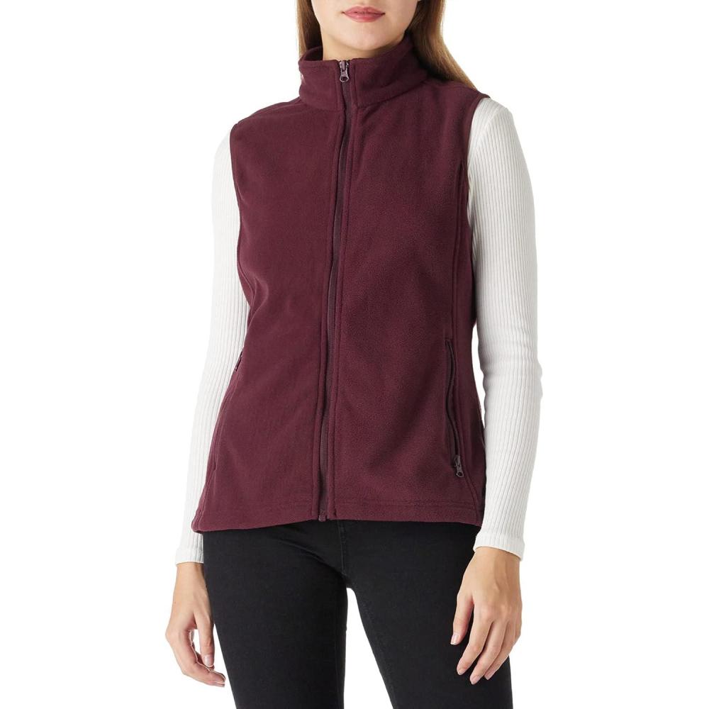 imageOutdoor Ventures Womens Polar Fleece Zip Vest Outerwear with PocketsWarm Sleeveless Coat Vest for Fall amp WinterBurgundy