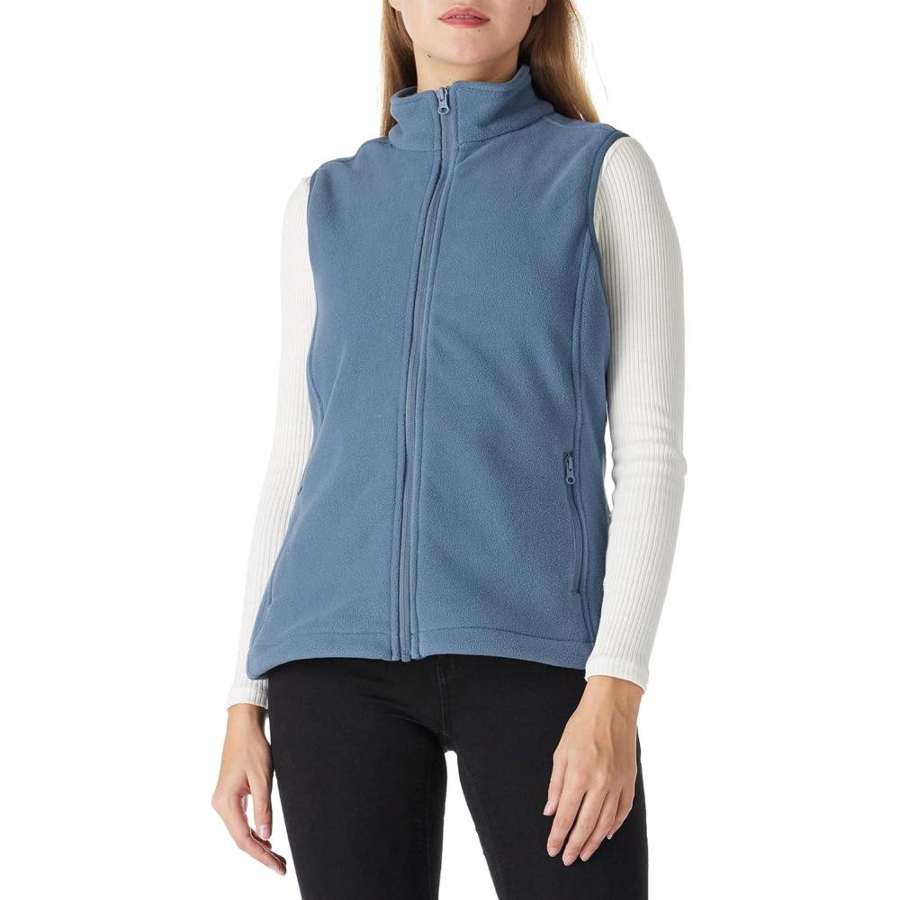 imageOutdoor Ventures Womens Polar Fleece Zip Vest Outerwear with PocketsWarm Sleeveless Coat Vest for Fall amp WinterGrayish Blue