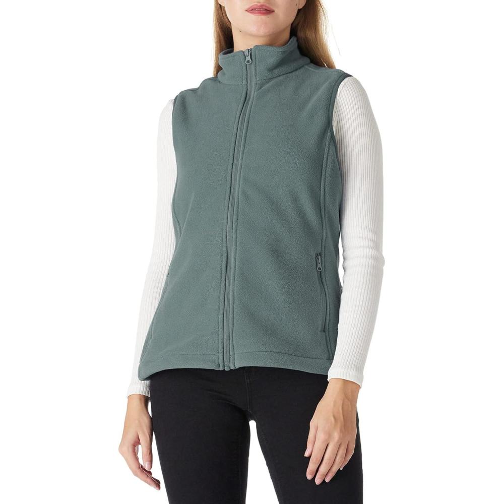 imageOutdoor Ventures Womens Polar Fleece Zip Vest Outerwear with PocketsWarm Sleeveless Coat Vest for Fall amp WinterGreen Gray
