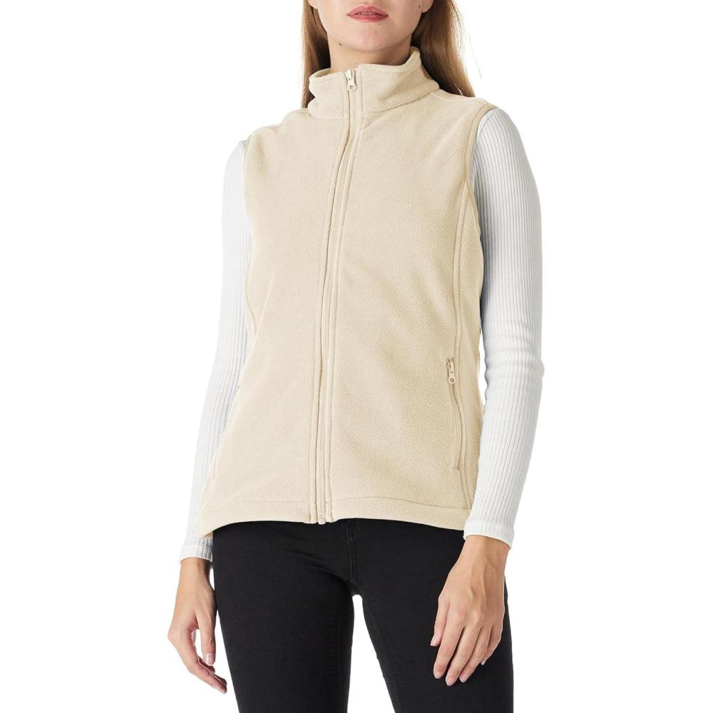 imageOutdoor Ventures Womens Polar Fleece Zip Vest Outerwear with PocketsWarm Sleeveless Coat Vest for Fall amp WinterKhaki