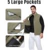 Outdoor Ventures Men’s Full-Zip Lightweight Polar Fleece Vest Outerwear with 5 Pockets Warm Winter Sleeveless Jacket Casual(Green)