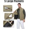 Outdoor Ventures Men’s Full-Zip Lightweight Polar Fleece Vest Outerwear with 5 Pockets Warm Winter Sleeveless Jacket Casual(Light Brown)
