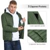 Outdoor Ventures Men’s Lightweight Packable Hooded Puffer Jacket Insulated Winter Coat for Snow Ski Traveling(Army Green(fold in Bag))
