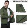 Outdoor Ventures Men’s Lightweight Packable Hooded Puffer Jacket Insulated Winter Coat for Snow Ski Traveling(Army Green(fold in Pocket))