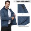 Outdoor Ventures Men’s Lightweight Packable Hooded Puffer Jacket Insulated Winter Coat for Snow Ski Traveling(Blue(fold in Bag))