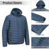 Outdoor Ventures Men’s Lightweight Packable Hooded Puffer Jacket Insulated Winter Coat for Snow Ski Traveling(Blue(fold in Bag))