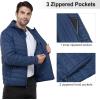 Outdoor Ventures Men’s Lightweight Packable Hooded Puffer Jacket Insulated Winter Coat for Snow Ski Traveling(Collegiate Navy(fold in Pocket))