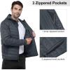 Outdoor Ventures Men’s Lightweight Packable Hooded Puffer Jacket Insulated Winter Coat for Snow Ski Traveling(Dark Grey(fold in Bag))