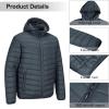 Outdoor Ventures Men’s Lightweight Packable Hooded Puffer Jacket Insulated Winter Coat for Snow Ski Traveling(Dark Grey(fold in Bag))