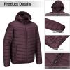 Outdoor Ventures Men’s Lightweight Packable Hooded Puffer Jacket Insulated Winter Coat for Snow Ski Traveling(Eggplant(fold in Bag))