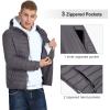 Outdoor Ventures Men’s Lightweight Packable Hooded Puffer Jacket Insulated Winter Coat for Snow Ski Traveling(Grey(fold in Bag))