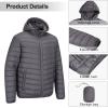 Outdoor Ventures Men’s Lightweight Packable Hooded Puffer Jacket Insulated Winter Coat for Snow Ski Traveling(Grey(fold in Bag))