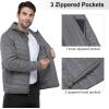 Outdoor Ventures Men’s Lightweight Packable Hooded Puffer Jacket Insulated Winter Coat for Snow Ski Traveling(Grey(fold in Pocket))
