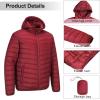 Outdoor Ventures Men’s Lightweight Packable Hooded Puffer Jacket Insulated Winter Coat for Snow Ski Traveling(Mountain Red(fold in Bag))