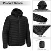 Outdoor Ventures Men’s Lightweight Packable Hooded Puffer Jacket Insulated Winter Coat for Snow Ski Traveling(New Black(fold in Bag))