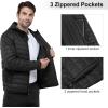 Outdoor Ventures Men’s Lightweight Packable Hooded Puffer Jacket Insulated Winter Coat for Snow Ski Traveling(New Black(fold in Pocket))