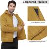 Outdoor Ventures Men’s Lightweight Packable Hooded Puffer Jacket Insulated Winter Coat for Snow Ski Traveling(Palm Yellow(fold in Pocket))