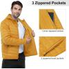 Outdoor Ventures Men’s Lightweight Packable Hooded Puffer Jacket Insulated Winter Coat for Snow Ski Traveling(Yellow(fold in Pocket))