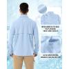 Outdoor Ventures Men’s Long Sleeve Hiking Shirt UPF 50 UV Sun Protection Shirt Cooling Quick Dry for Travel Fishing Safari(Light Blue)