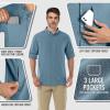 Outdoor Ventures Men’s Long Sleeve Hiking Shirt UPF 50 UV Sun Protection Shirt Cooling Quick Dry for Travel Fishing Safari(Ocean Blue)