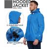 Outdoor Ventures Men’s Packable Rain Jacket Waterproof Lightweight Raincoat with Hood Windproof Cycling Jackets(Bright Blue)