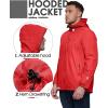 Outdoor Ventures Men’s Packable Rain Jacket Waterproof Lightweight Raincoat with Hood Windproof Cycling Jackets(Bright Red)