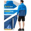Outdoor Ventures Men’s Rain Jacket Waterproof Lightweight Packable Rain Pullover for Hiking Golf Running(Bright Blue/Classic Blue)