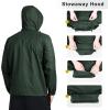 Outdoor Ventures Men’s Rain Jacket Waterproof Lightweight Packable Rain Shell Raincoat with Hood for Golf Hiking Travel(Dark Green)