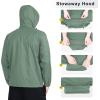 Outdoor Ventures Men’s Rain Jacket Waterproof Lightweight Packable Rain Shell Raincoat with Hood for Golf Hiking Travel(Green Gray)