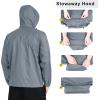 Outdoor Ventures Men’s Rain Jacket Waterproof Lightweight Packable Rain Shell Raincoat with Hood for Golf Hiking Travel(Light Gray)