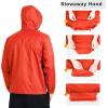 Outdoor Ventures Men’s Rain Jacket Waterproof Lightweight Packable Rain Shell Raincoat with Hood for Golf Hiking Travel(Light Orange Red)