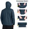 Outdoor Ventures Men’s Rain Jacket Waterproof Lightweight Packable Rain Shell Raincoat with Hood for Golf Hiking Travel(Steel Blue)