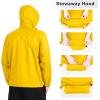 Outdoor Ventures Men’s Rain Jacket Waterproof Lightweight Packable Rain Shell Raincoat with Hood for Golf Hiking Travel(Yellow)