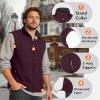 Outdoor Ventures Men’s Running Vest Outerwear, Lightweight Windproof Fleece-Lined Softshell Sleeveless Jacket for Golf(Burgundy-7 Pockets)