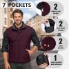 Outdoor Ventures Men’s Running Vest Outerwear, Lightweight Windproof Fleece-Lined Softshell Sleeveless Jacket for Golf(Burgundy-7 Pockets)